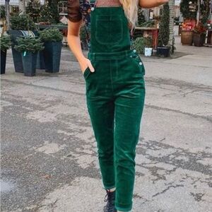Modcloth Green Velvet overalls